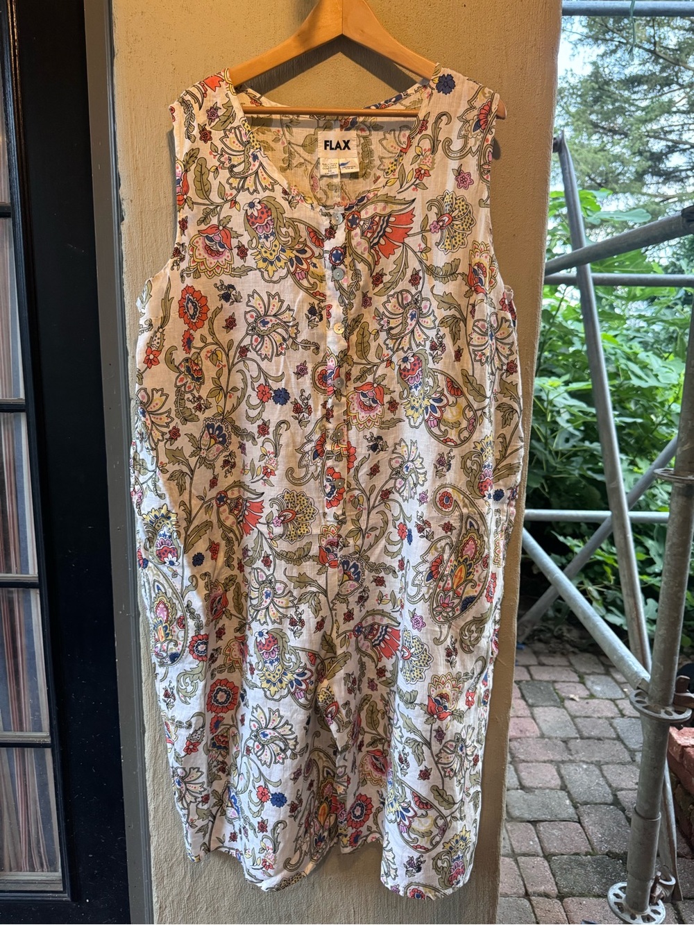 FLAX by Jeanne Engelhart Sleeveless Floral Button-Front Romper